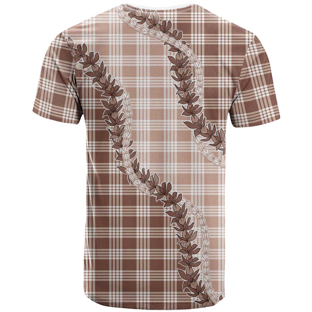 Beige Hawaii Palaka T Shirt Hawaiian Pikake Lei LT05 - Polynesian Pride