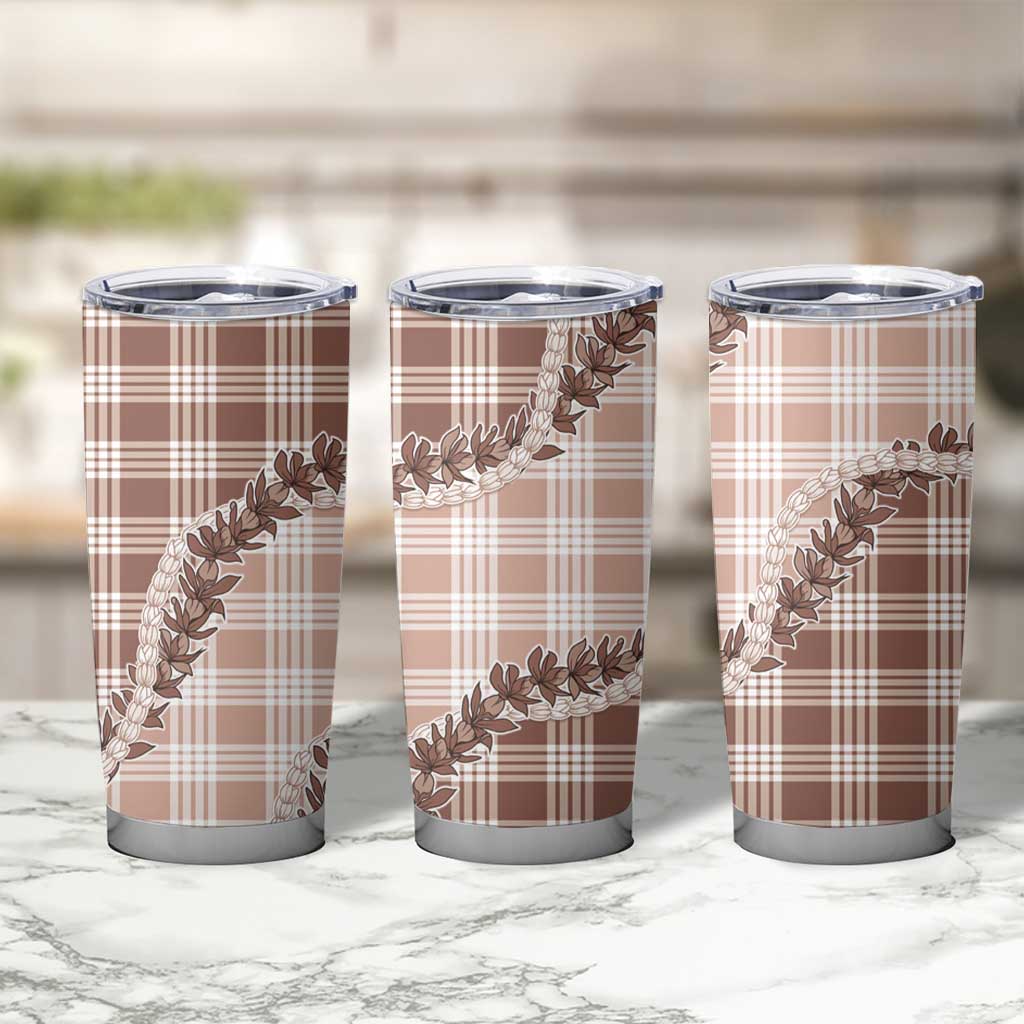 Beige Hawaii Palaka Tumbler Cup Hawaiian Pikake Lei LT05 - Polynesian Pride