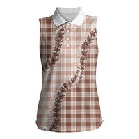 Beige Hawaii Palaka Women Sleeveless Polo Shirt Hawaiian Pikake Lei LT05 Female Beige - Polynesian Pride