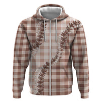 Beige Hawaii Palaka Zip Hoodie Hawaiian Pikake Lei LT05 Zip Hoodie Beige - Polynesian Pride