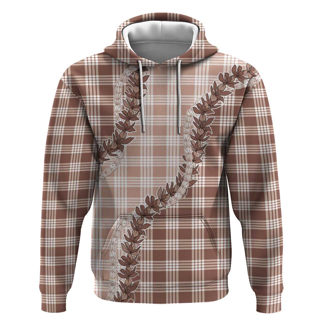 Beige Hawaii Palaka Zip Hoodie Hawaiian Pikake Lei LT05 Pullover Hoodie Beige - Polynesian Pride