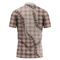 Beige Hawaii Palaka Zipper Polo Shirt Hawaiian Pikake Lei LT05 - Polynesian Pride