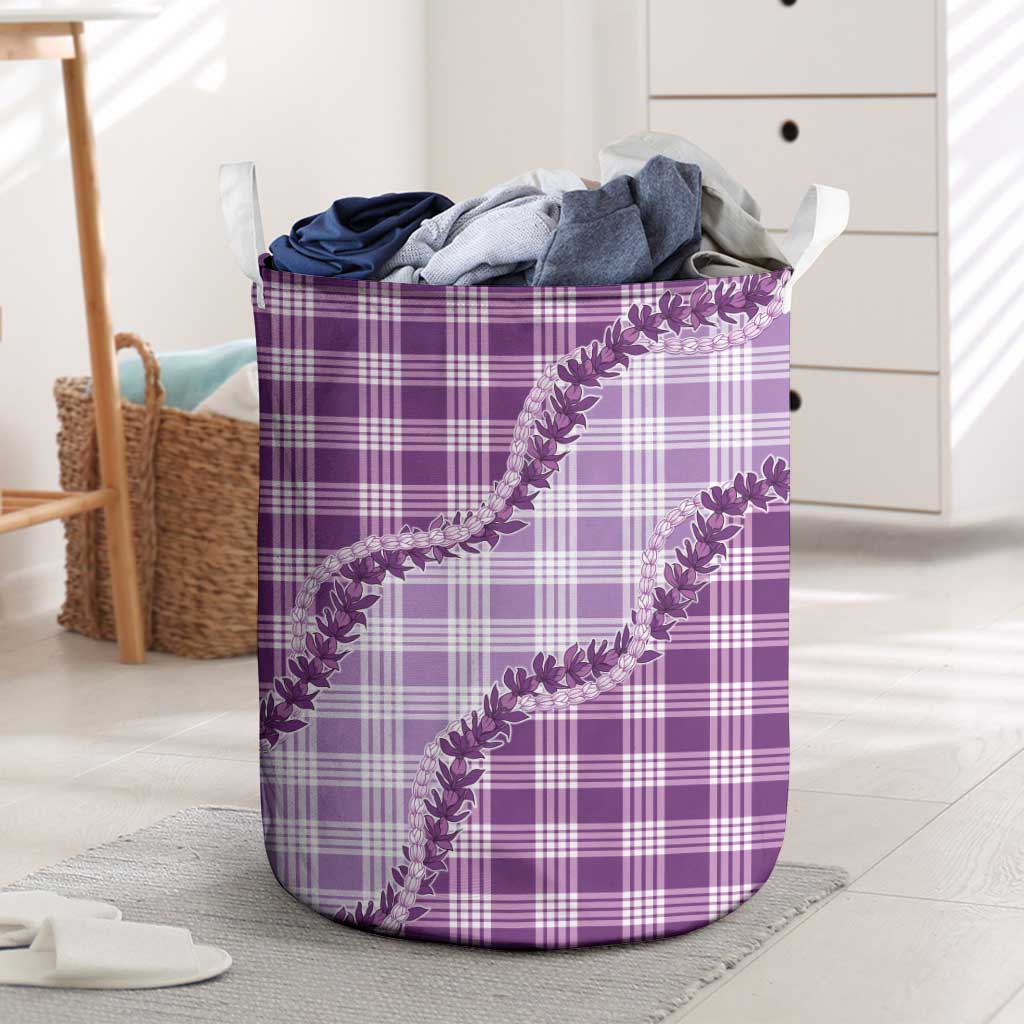 Violet Hawaii Palaka Laundry Basket Hawaiian Pikake Lei