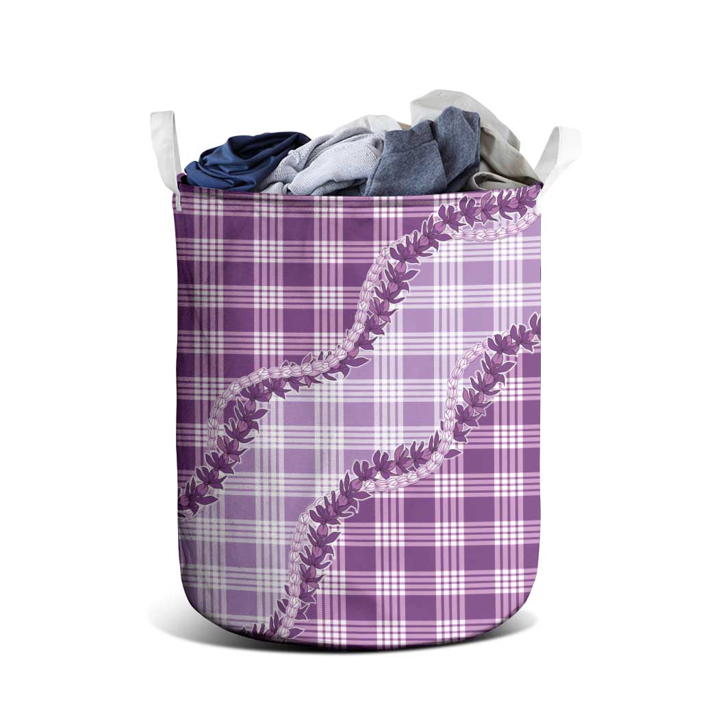 Violet Hawaii Palaka Laundry Basket Hawaiian Pikake Lei