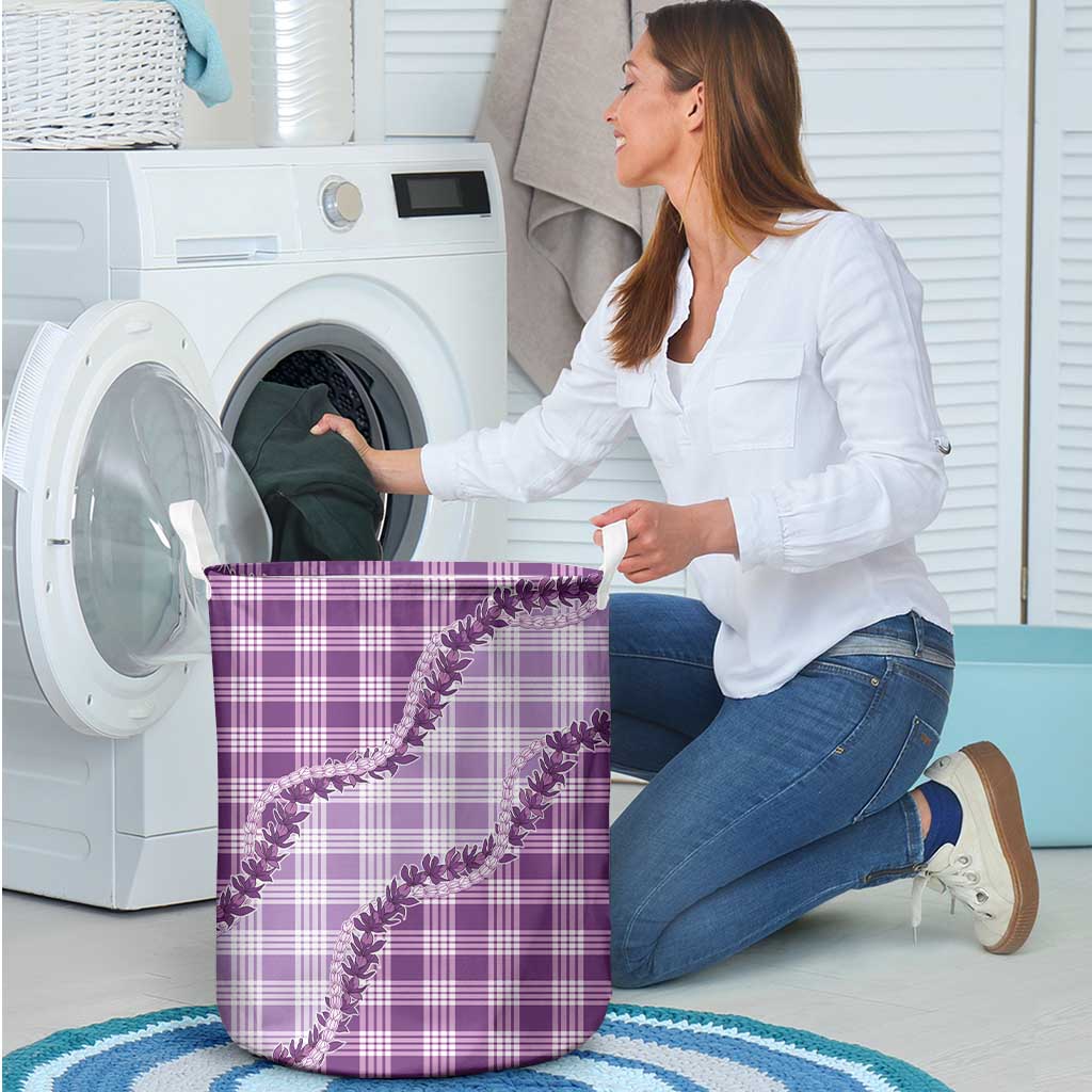 Violet Hawaii Palaka Laundry Basket Hawaiian Pikake Lei