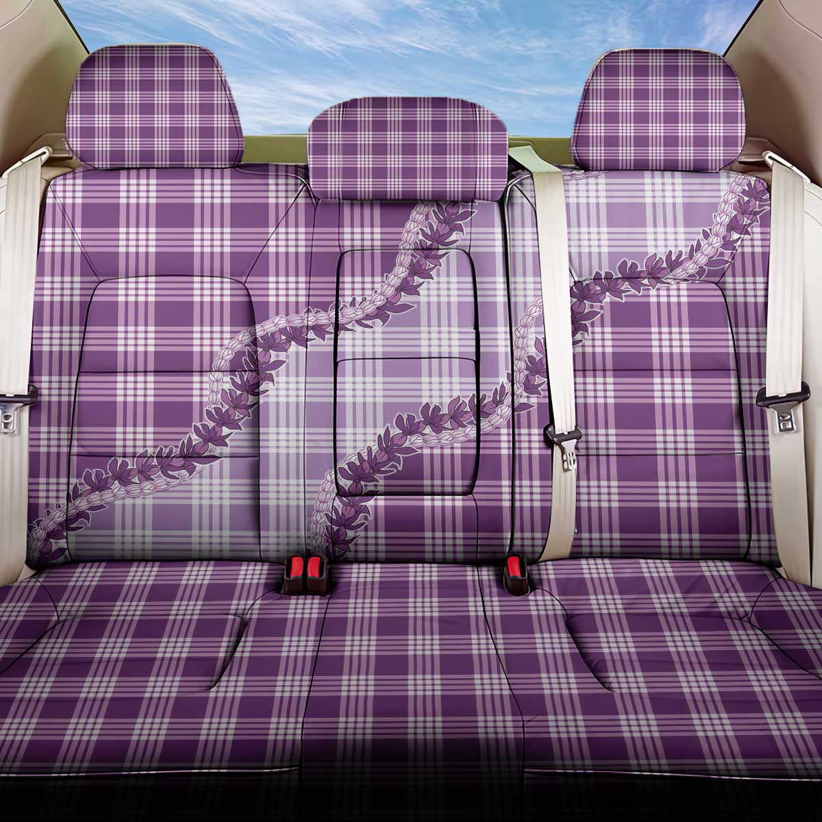 Violet Hawaii Palaka Back Car Seat Cover Hawaiian Pikake Lei LT05 One Size Violet - Polynesian Pride