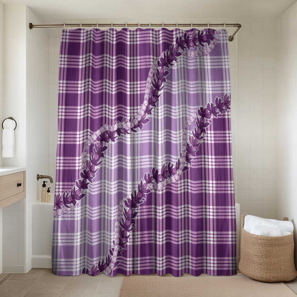 Violet Hawaii Palaka Bathroom Set Hawaiian Pikake Lei LT05 Shower Curtain Only Violet - Polynesian Pride