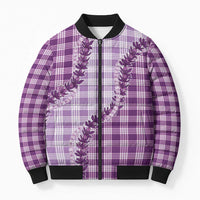 Violet Hawaii Palaka Bomber Puffer Jacket Hawaiian Pikake Lei LT05 Unisex Violet - Polynesian Pride