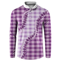Violet Hawaii Palaka Button Sweatshirt Hawaiian Pikake Lei LT05 Violet - Polynesian Pride
