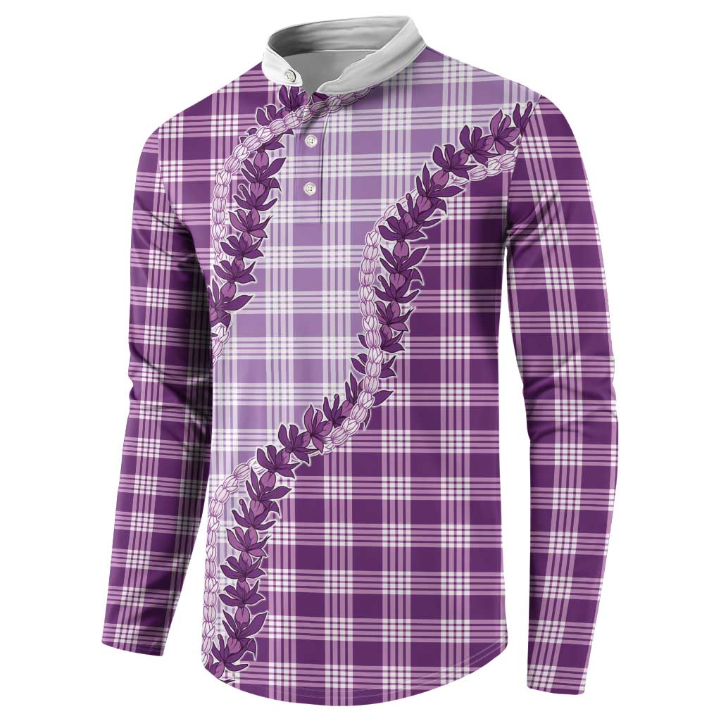 Violet Hawaii Palaka Button Sweatshirt Hawaiian Pikake Lei LT05 - Polynesian Pride
