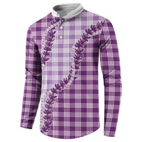 Violet Hawaii Palaka Button Sweatshirt Hawaiian Pikake Lei LT05 - Polynesian Pride