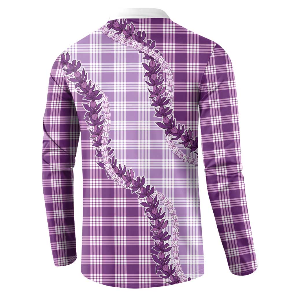Violet Hawaii Palaka Button Sweatshirt Hawaiian Pikake Lei LT05 - Polynesian Pride
