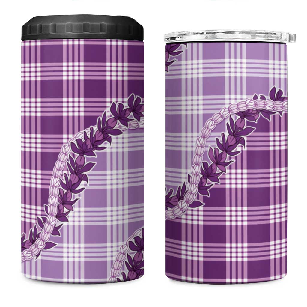 Violet Hawaii Palaka 4 in 1 Can Cooler Tumbler Hawaiian Pikake Lei LT05 One Size: 16 oz Violet - Polynesian Pride