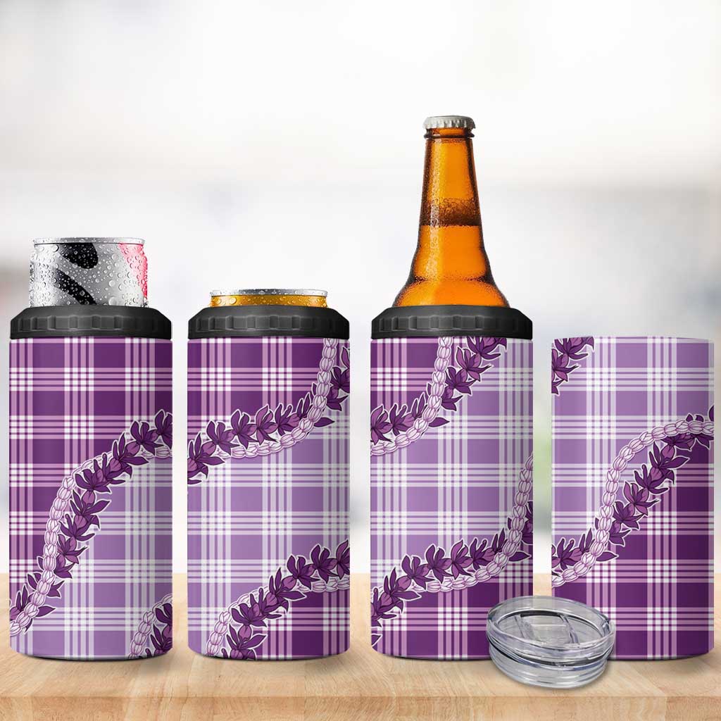 Violet Hawaii Palaka 4 in 1 Can Cooler Tumbler Hawaiian Pikake Lei LT05 - Polynesian Pride
