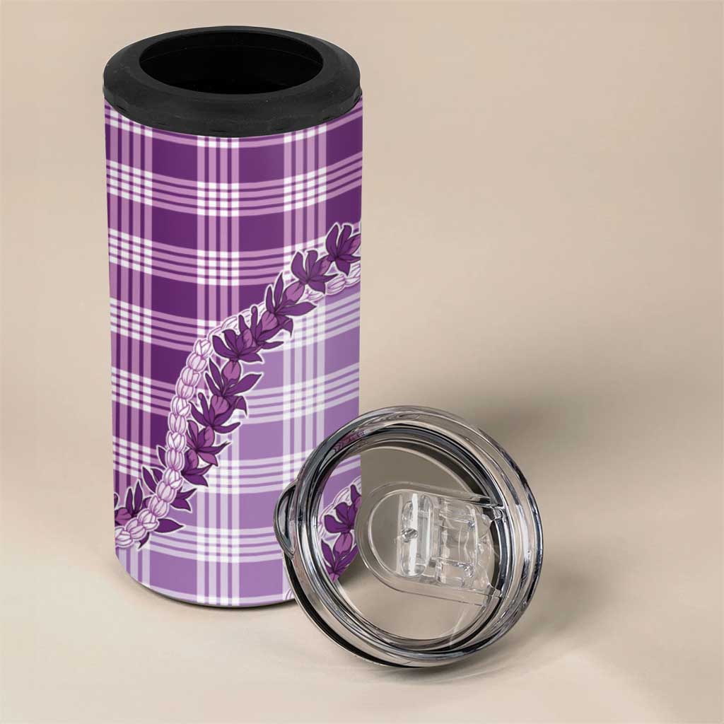 Violet Hawaii Palaka 4 in 1 Can Cooler Tumbler Hawaiian Pikake Lei LT05 - Polynesian Pride