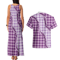 Violet Hawaii Palaka Couples Matching Tank Maxi Dress and Hawaiian Shirt Hawaiian Pikake Lei LT05 - Polynesian Pride