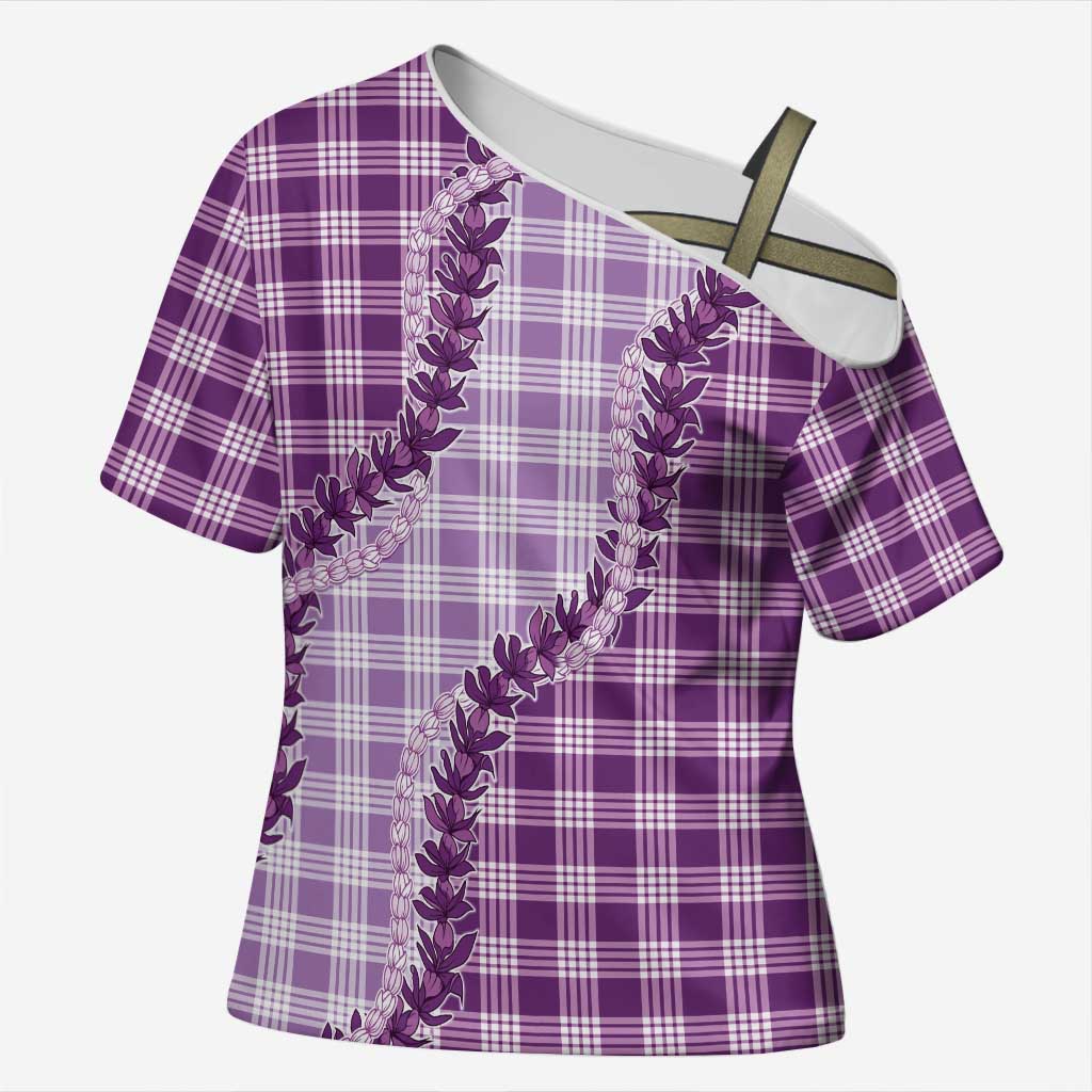 Violet Hawaii Palaka Cross Shoulder Shirt Hawaiian Pikake Lei LT05 Female Violet - Polynesian Pride