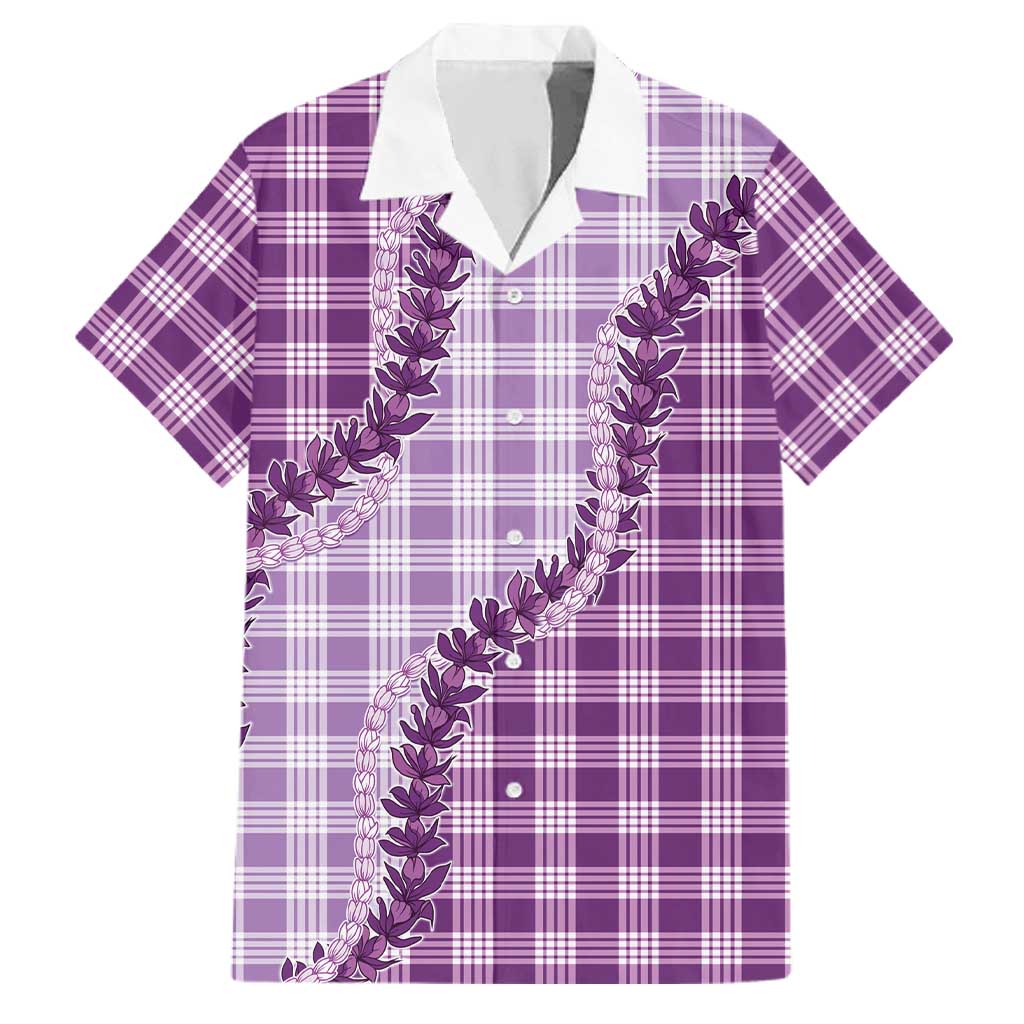 Violet Hawaii Palaka Family Matching Long Sleeve Bodycon Dress and Hawaiian Shirt Hawaiian Pikake Lei