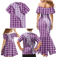 Violet Hawaii Palaka Family Matching Mermaid Dress and Hawaiian Shirt Hawaiian Pikake Lei