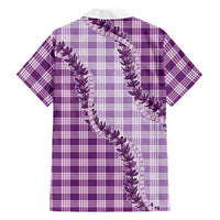 Violet Hawaii Palaka Family Matching Off Shoulder Maxi Dress and Hawaiian Shirt Hawaiian Pikake Lei