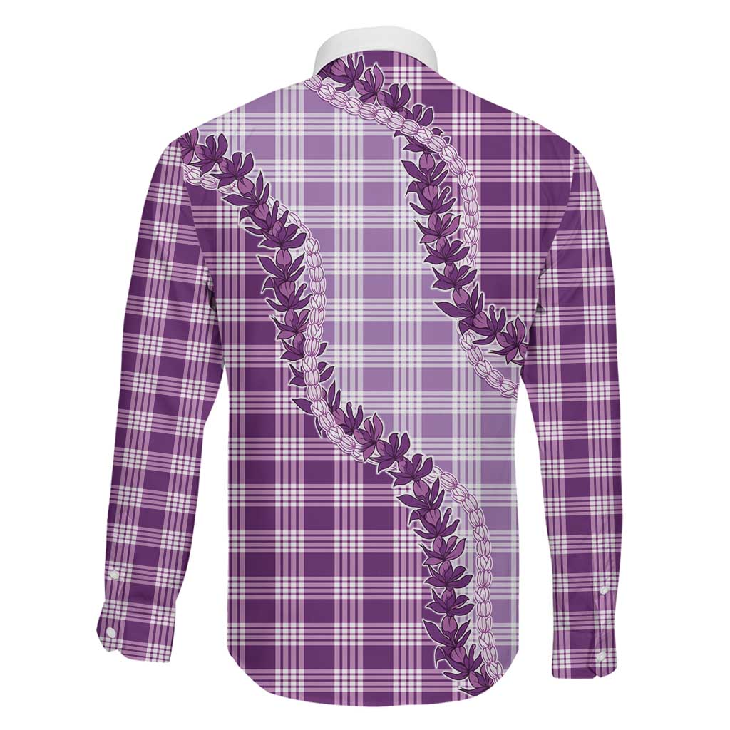 Violet Hawaii Palaka Family Matching Off Shoulder Maxi Dress and Hawaiian Shirt Hawaiian Pikake Lei