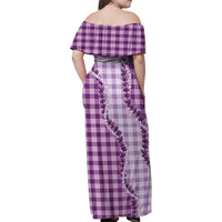 Violet Hawaii Palaka Family Matching Off Shoulder Maxi Dress and Hawaiian Shirt Hawaiian Pikake Lei