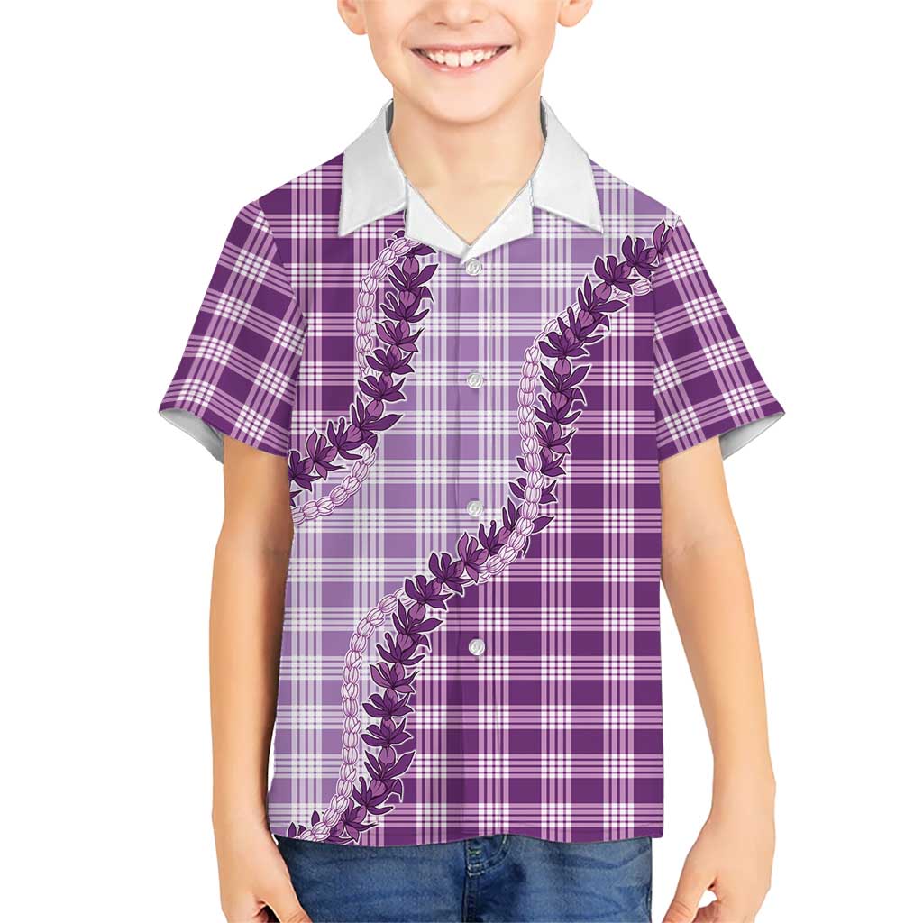 Violet Hawaii Palaka Family Matching Summer Maxi Dress and Hawaiian Shirt Hawaiian Pikake Lei