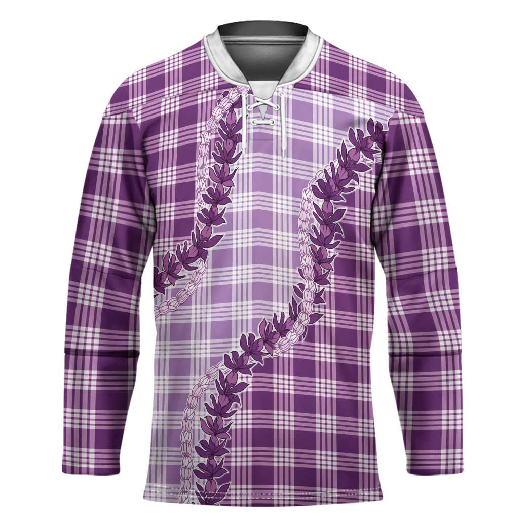 Violet Hawaii Palaka Hockey Jersey Hawaiian Pikake Lei LT05 Unisex Violet - Polynesian Pride