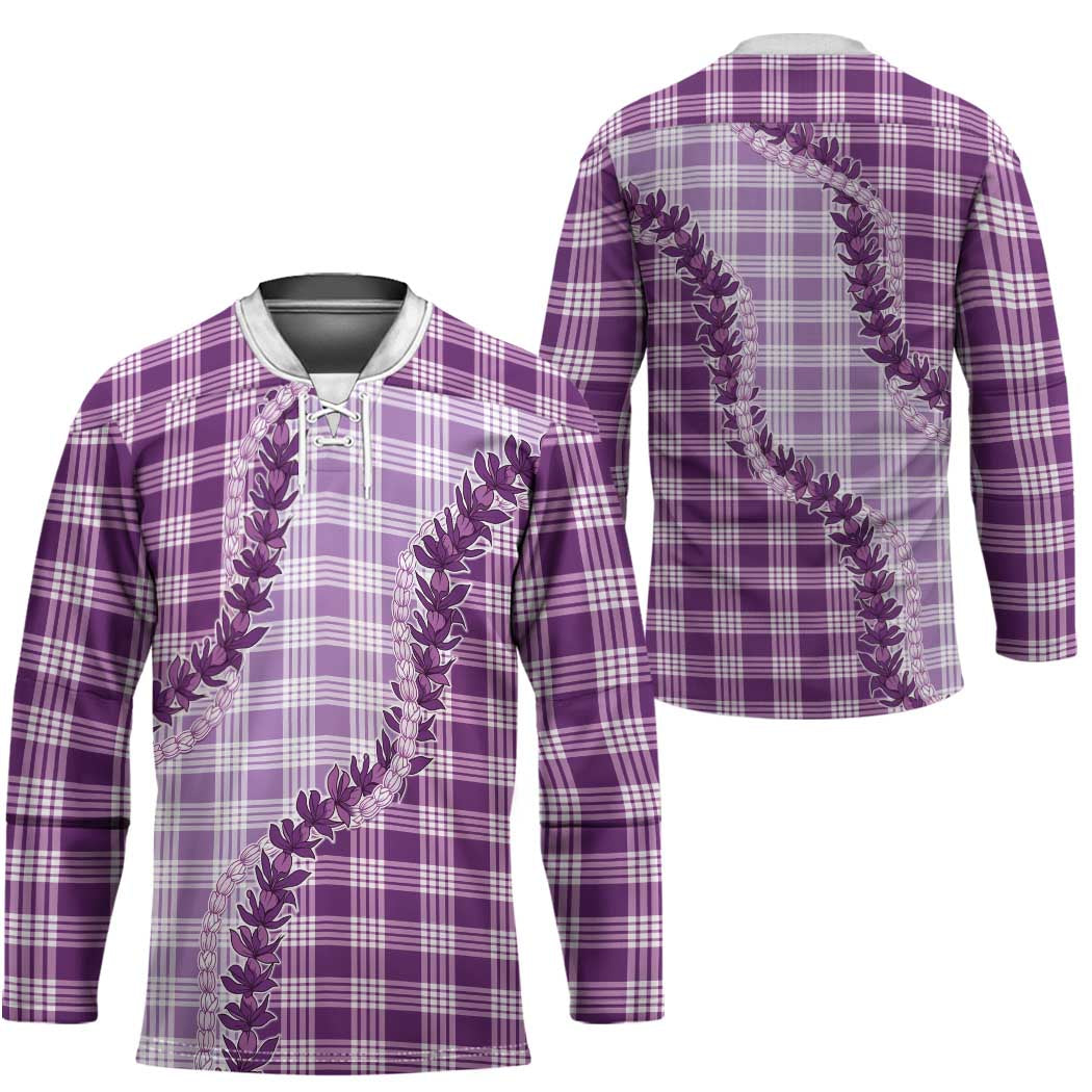 Violet Hawaii Palaka Hockey Jersey Hawaiian Pikake Lei LT05 - Polynesian Pride