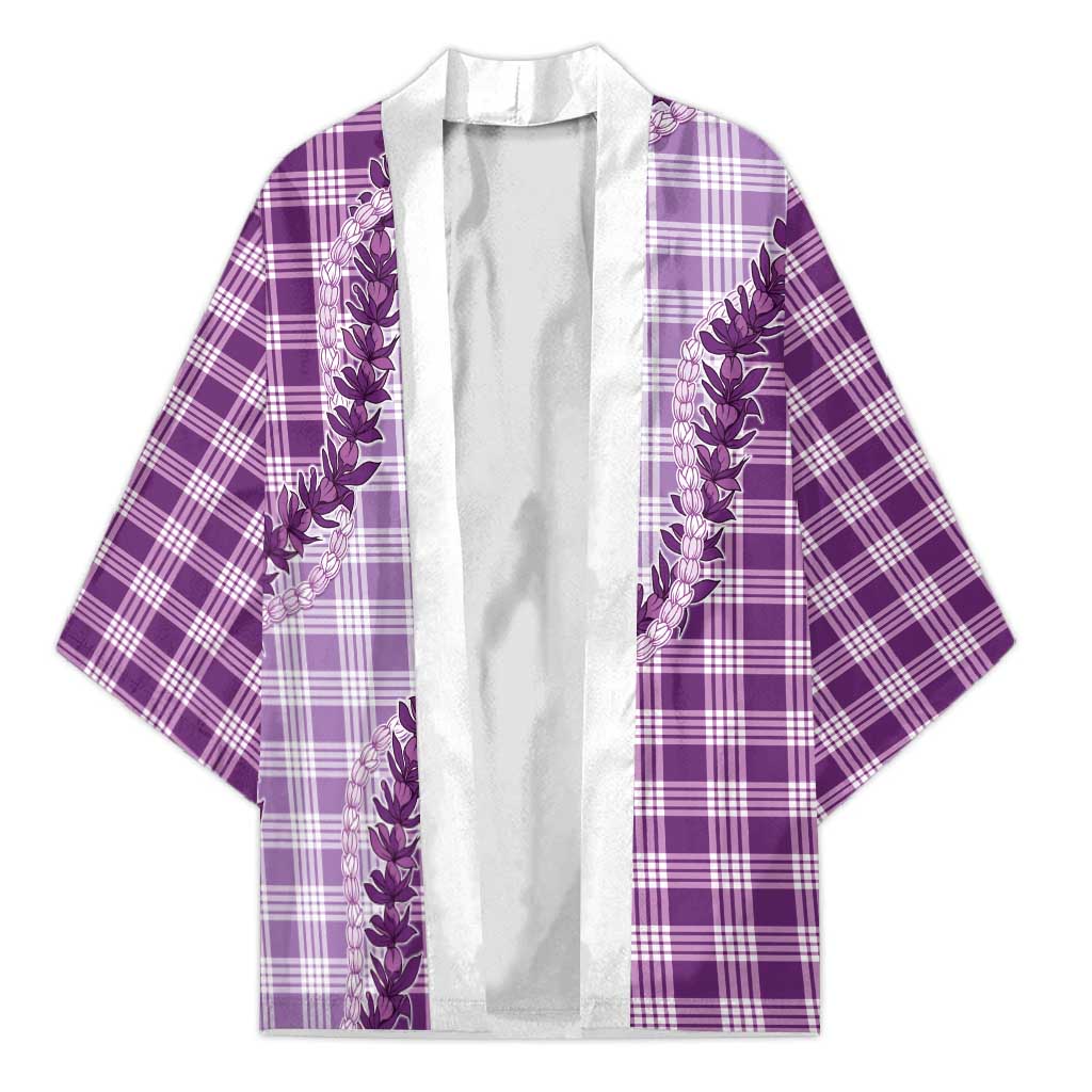 Violet Hawaii Palaka Kimono Hawaiian Pikake Lei LT05 Unisex Violet - Polynesian Pride