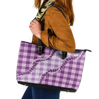 Violet Hawaii Palaka Leather Tote Bag Hawaiian Pikake Lei
