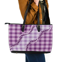Violet Hawaii Palaka Leather Tote Bag Hawaiian Pikake Lei