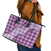 Violet Hawaii Palaka Leather Tote Bag Hawaiian Pikake Lei