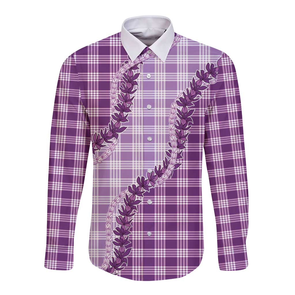 Violet Hawaii Palaka Long Sleeve Button Shirt Hawaiian Pikake Lei LT05 Unisex Violet - Polynesian Pride