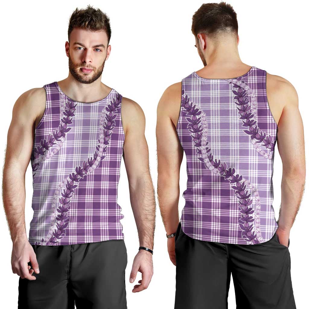 Violet Hawaii Palaka Men Tank Top Hawaiian Pikake Lei LT05 - Polynesian Pride