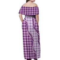 Violet Hawaii Palaka Off Shoulder Maxi Dress Hawaiian Pikake Lei LT05 - Polynesian Pride