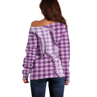 Violet Hawaii Palaka Off Shoulder Sweater Hawaiian Pikake Lei LT05 - Polynesian Pride