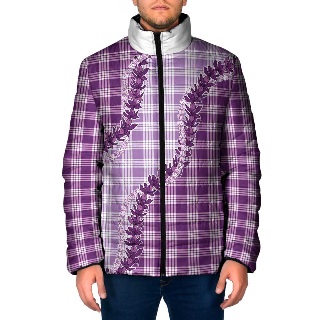 Violet Hawaii Palaka Padded Jacket Hawaiian Pikake Lei LT05 Men Violet - Polynesian Pride