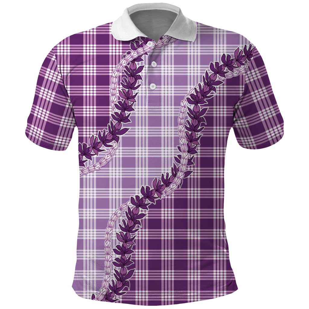 Violet Hawaii Palaka Polo Shirt Hawaiian Pikake Lei LT05 Violet - Polynesian Pride