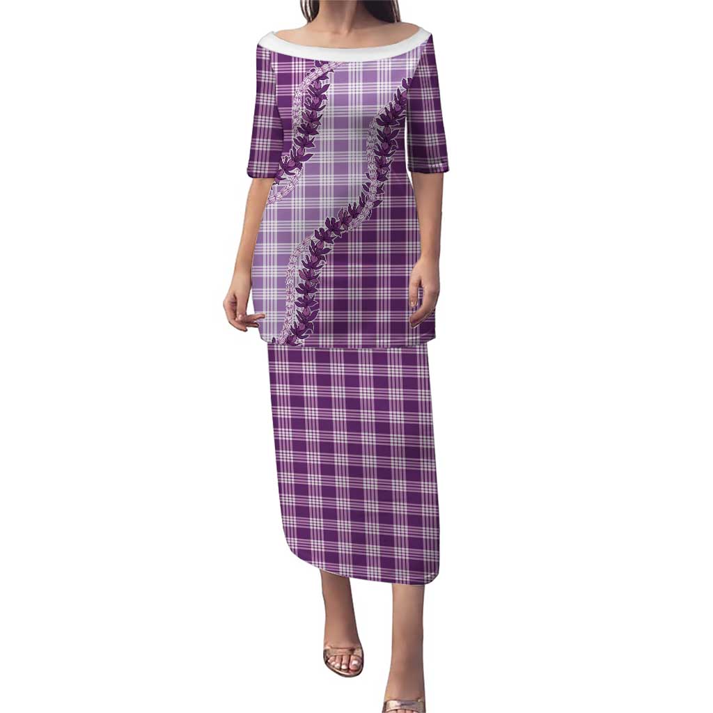Violet Hawaii Palaka Puletasi Hawaiian Pikake Lei LT05 Long Dress Violet - Polynesian Pride