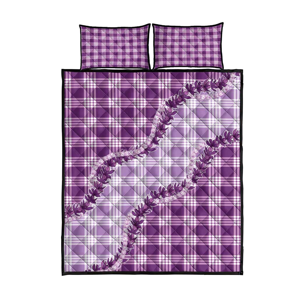 Violet Hawaii Palaka Quilt Bed Set Hawaiian Pikake Lei LT05 - Polynesian Pride