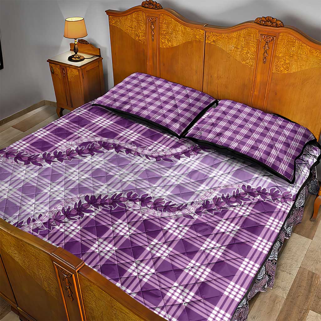 Violet Hawaii Palaka Quilt Bed Set Hawaiian Pikake Lei LT05 - Polynesian Pride