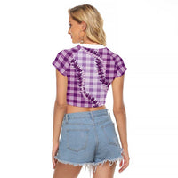 Violet Hawaii Palaka Raglan Cropped T Shirt Hawaiian Pikake Lei LT05 - Polynesian Pride