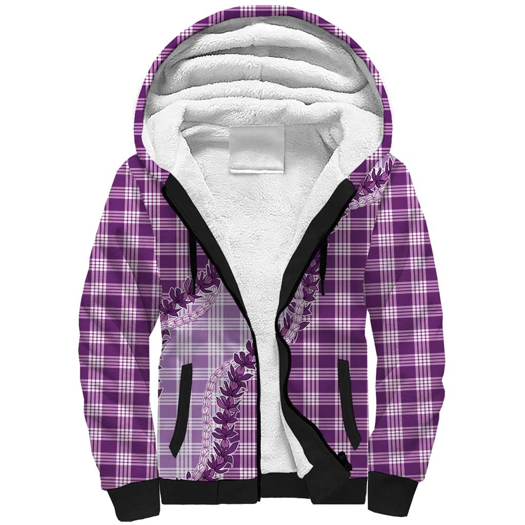 Violet Hawaii Palaka Sherpa Hoodie Hawaiian Pikake Lei LT05 Unisex Violet - Polynesian Pride