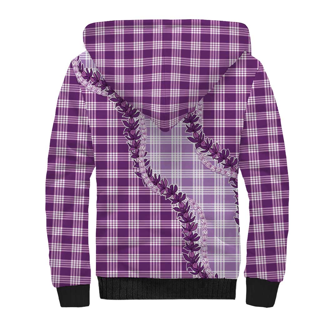 Violet Hawaii Palaka Sherpa Hoodie Hawaiian Pikake Lei LT05 - Polynesian Pride
