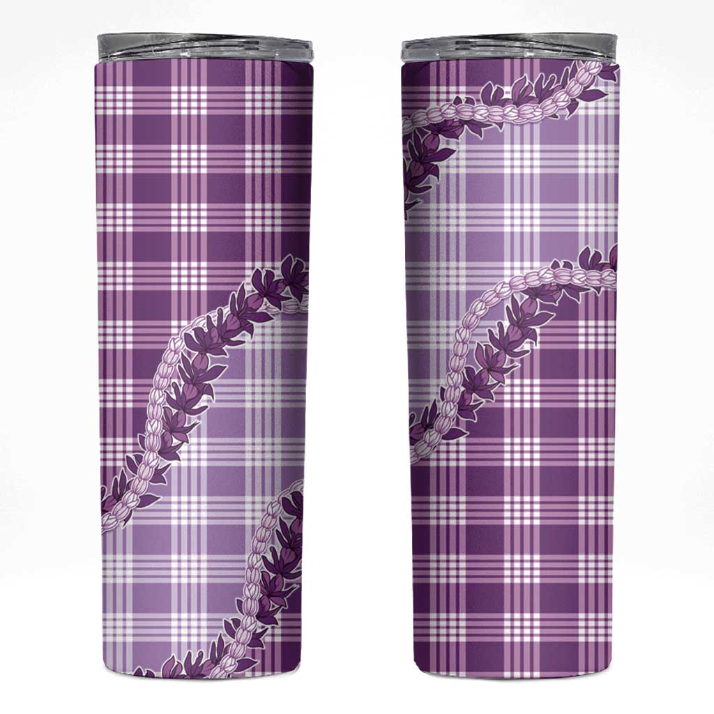 Violet Hawaii Palaka Skinny Tumbler Hawaiian Pikake Lei LT05 Violet - Polynesian Pride