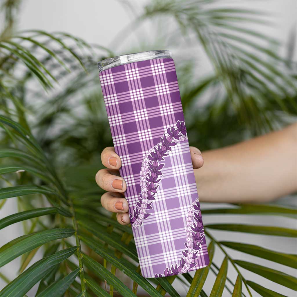 Violet Hawaii Palaka Skinny Tumbler Hawaiian Pikake Lei LT05 - Polynesian Pride