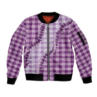 Violet Hawaii Palaka Sleeve Zip Bomber Jacket Hawaiian Pikake Lei LT05 Unisex Violet - Polynesian Pride