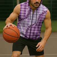 Violet Hawaii Palaka Sleeveless Zip Hoodie Hawaiian Pikake Lei