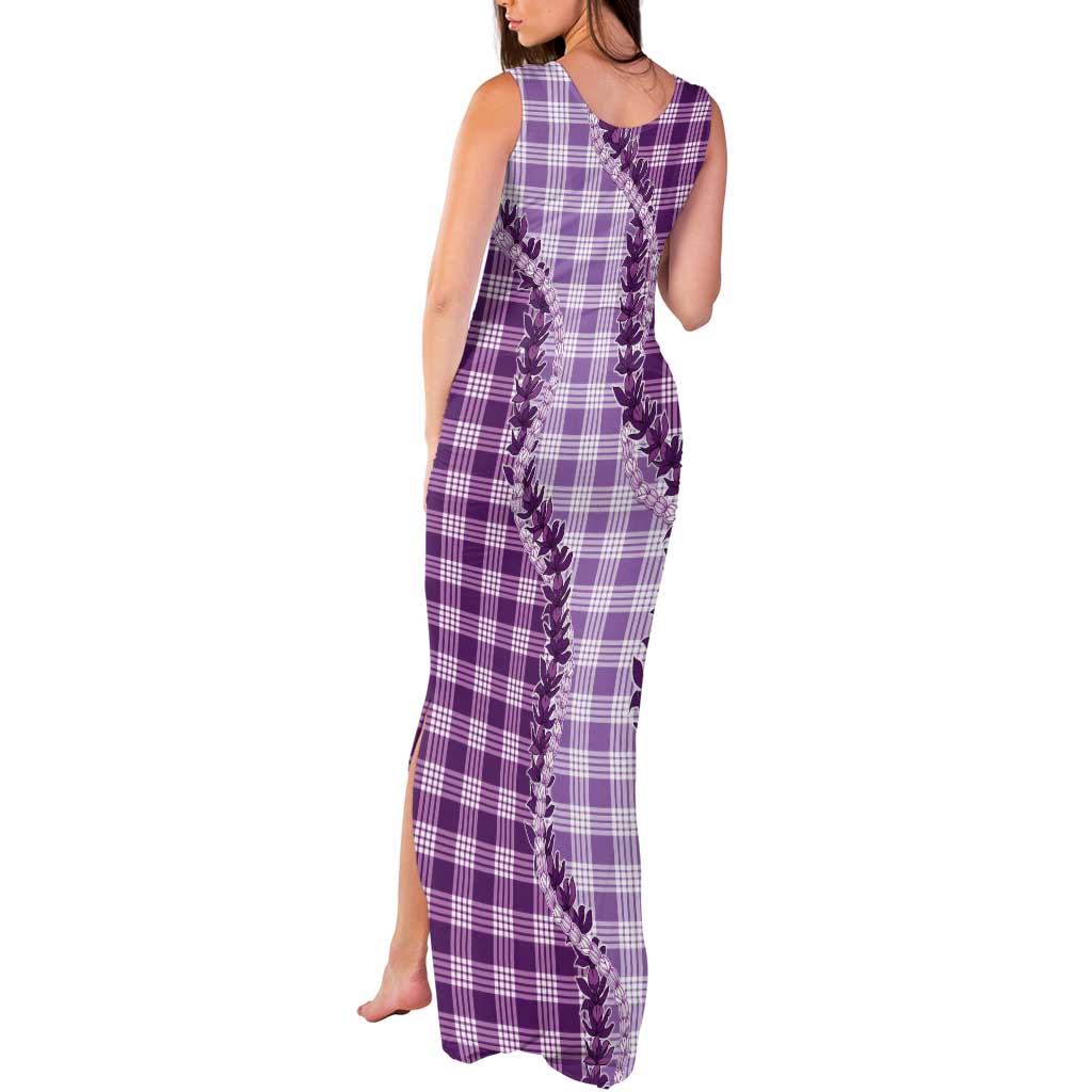 Violet Hawaii Palaka Tank Maxi Dress Hawaiian Pikake Lei LT05 - Polynesian Pride